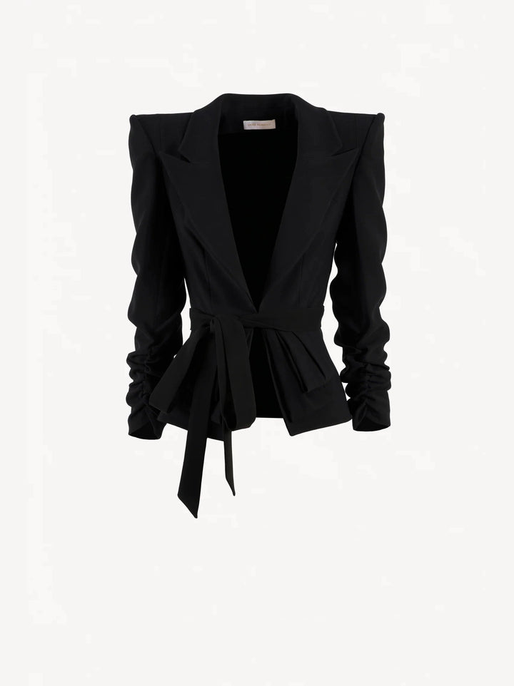 Jet black crepe tailored jacket