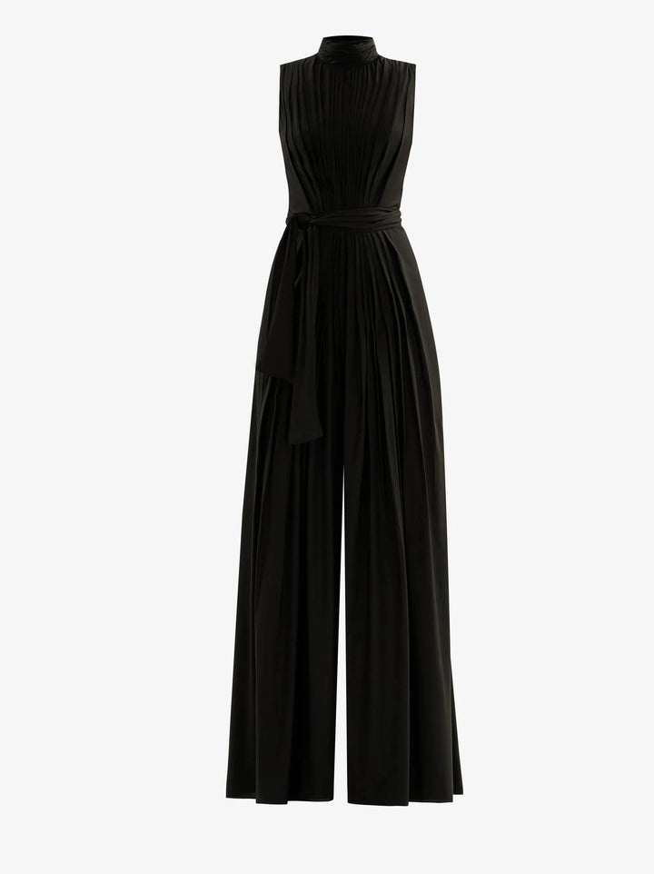 JET BLACK SATIN CHARMEUSE