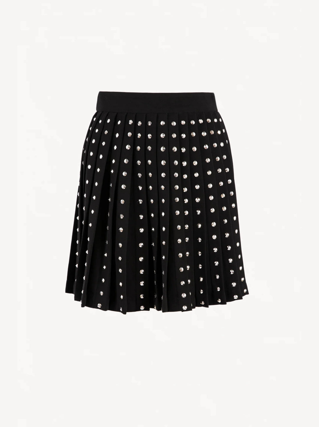 JET BLACK CREPE BEADED TENNIS SKIRT
