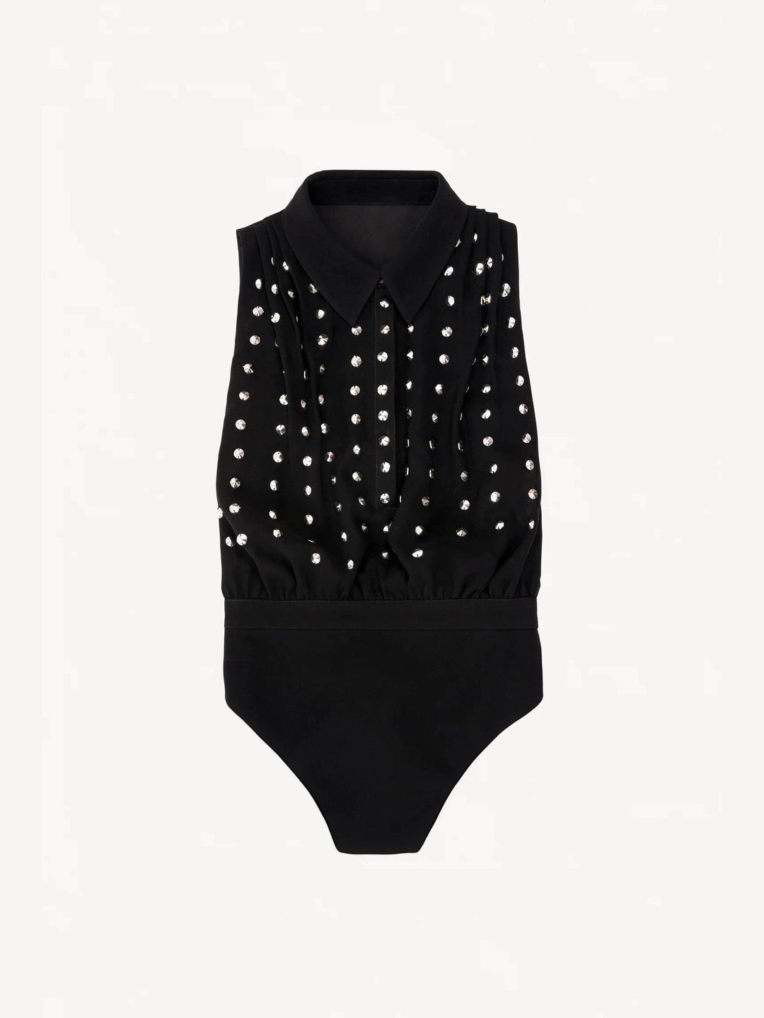JED BLACK CREPE BEADED BODYSUIT