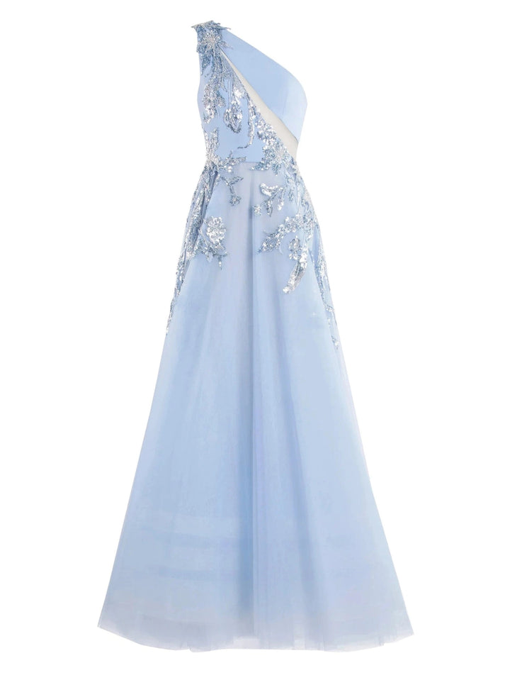 BLUE TULLE DRESS WTH FLARED TULLE SKIRT