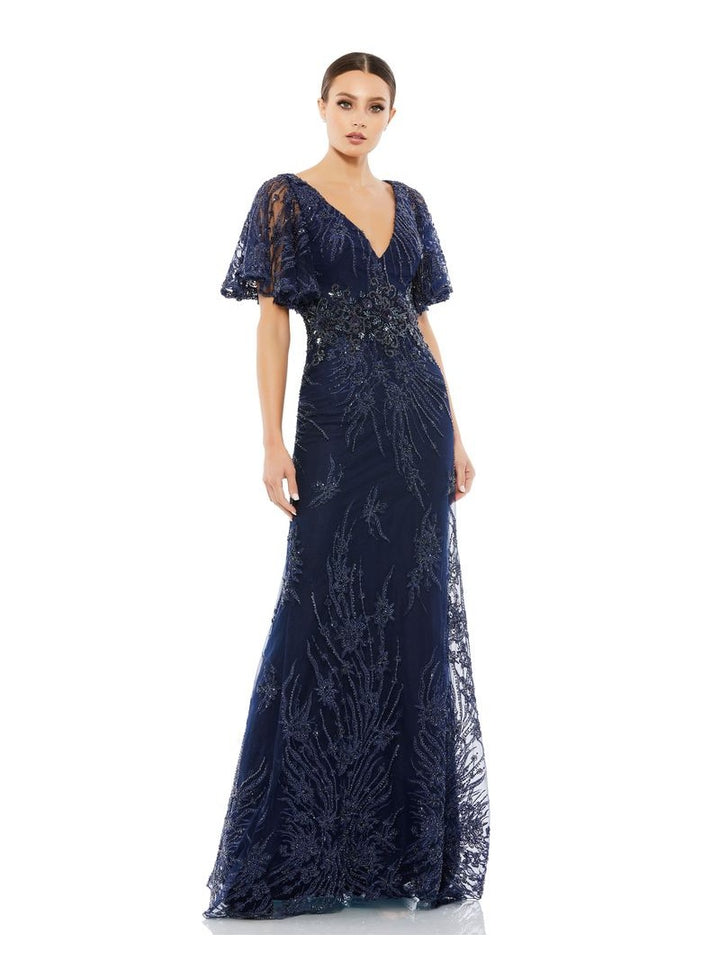 Flutter Sleeve Evening Gown