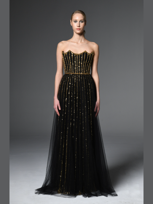 Tulle Overlay Embroidered Dress