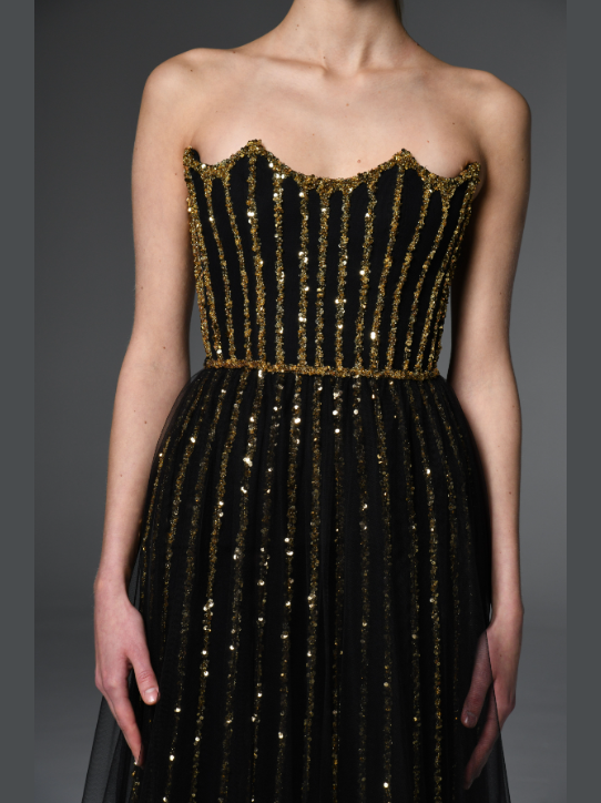 Tulle Overlay Embroidered Dress