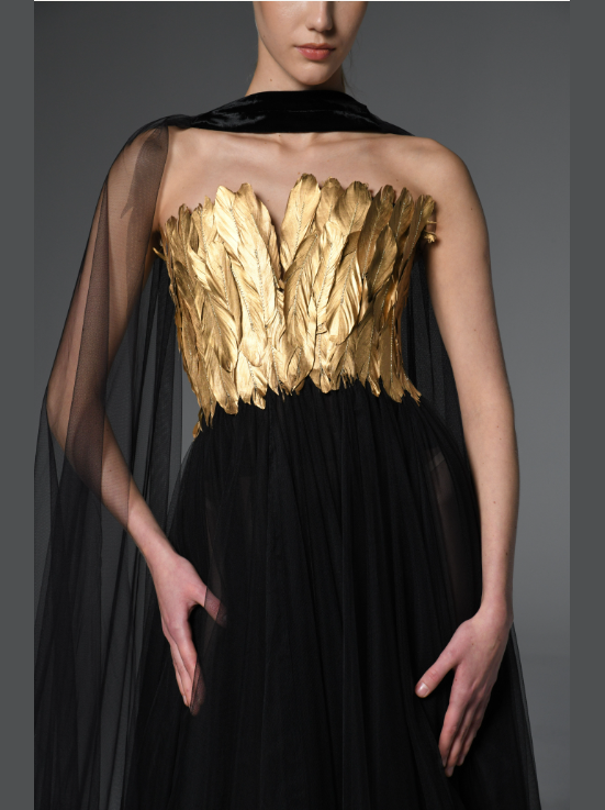 Corset Dress with Feathers