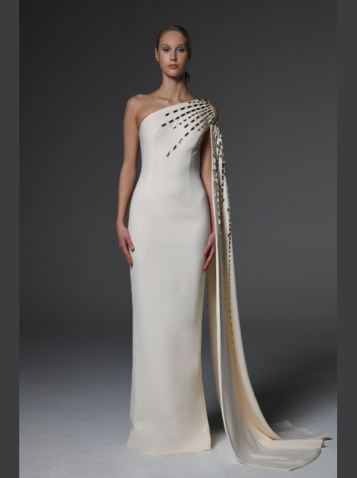 Baguette Embroidered Ivory Dress