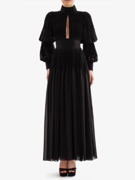 BLACK CREPE MIDI DRESS