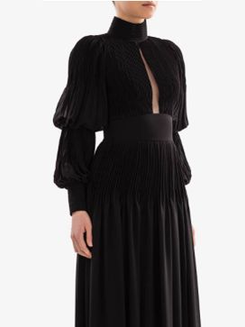 BLACK CREPE MIDI DRESS