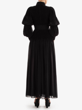 BLACK CREPE MIDI DRESS
