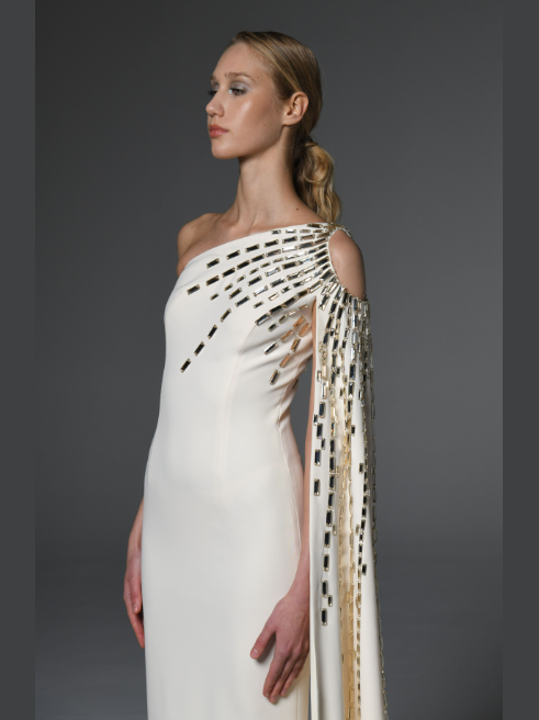 Baguette Embroidered Ivory Dress