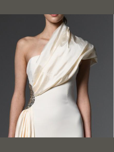 ivory Asymmetric Crepe Dress
