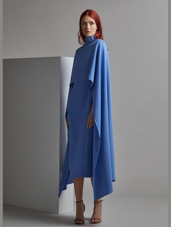 SAYA Draped Shoulder Midi Dress