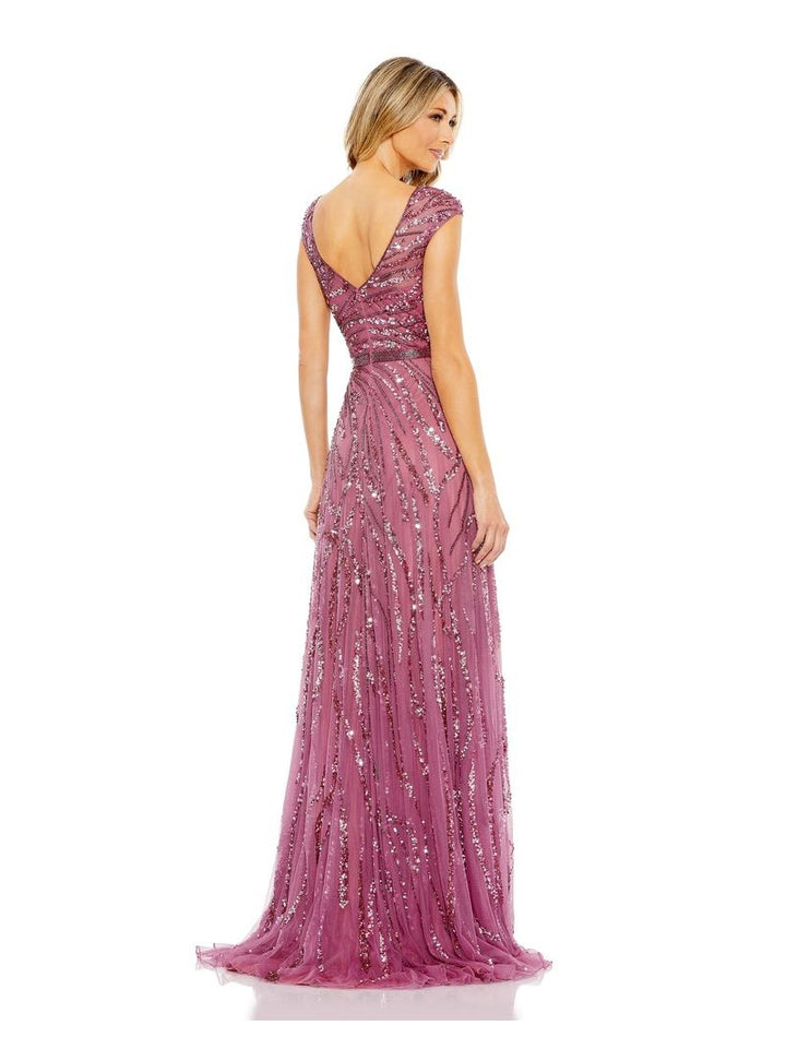 Cap Sleeve Embellished Evening Gown