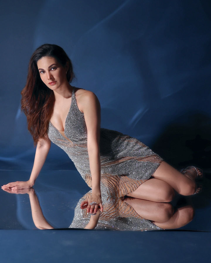 One Shoulder Illusion Neckline Mini