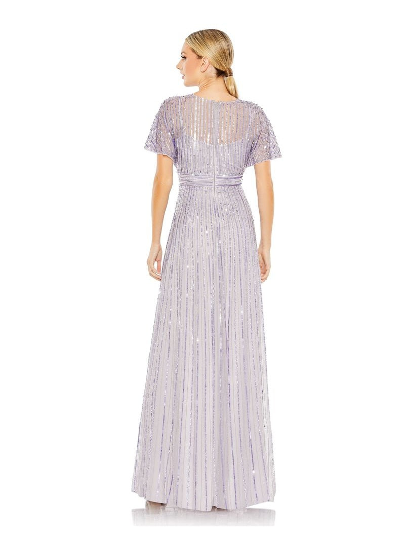 Sequined Butterfly Sleeve Flowy Gown