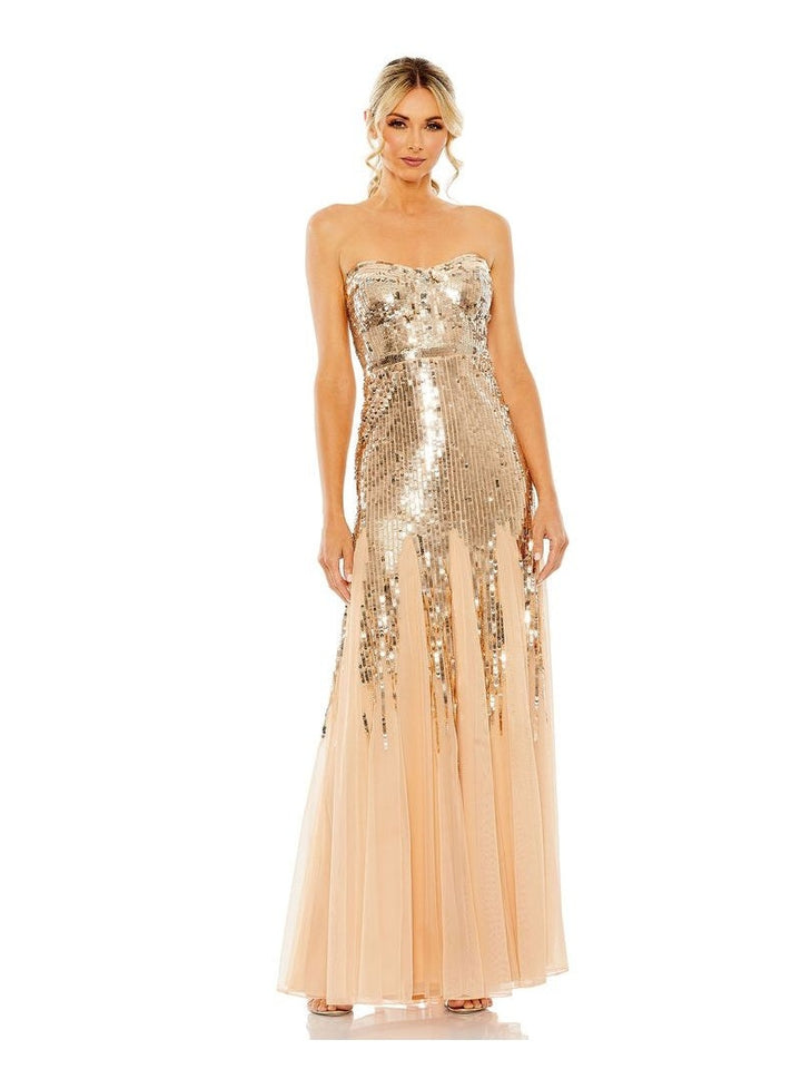 Sleeveless Sequin Mesh Gown