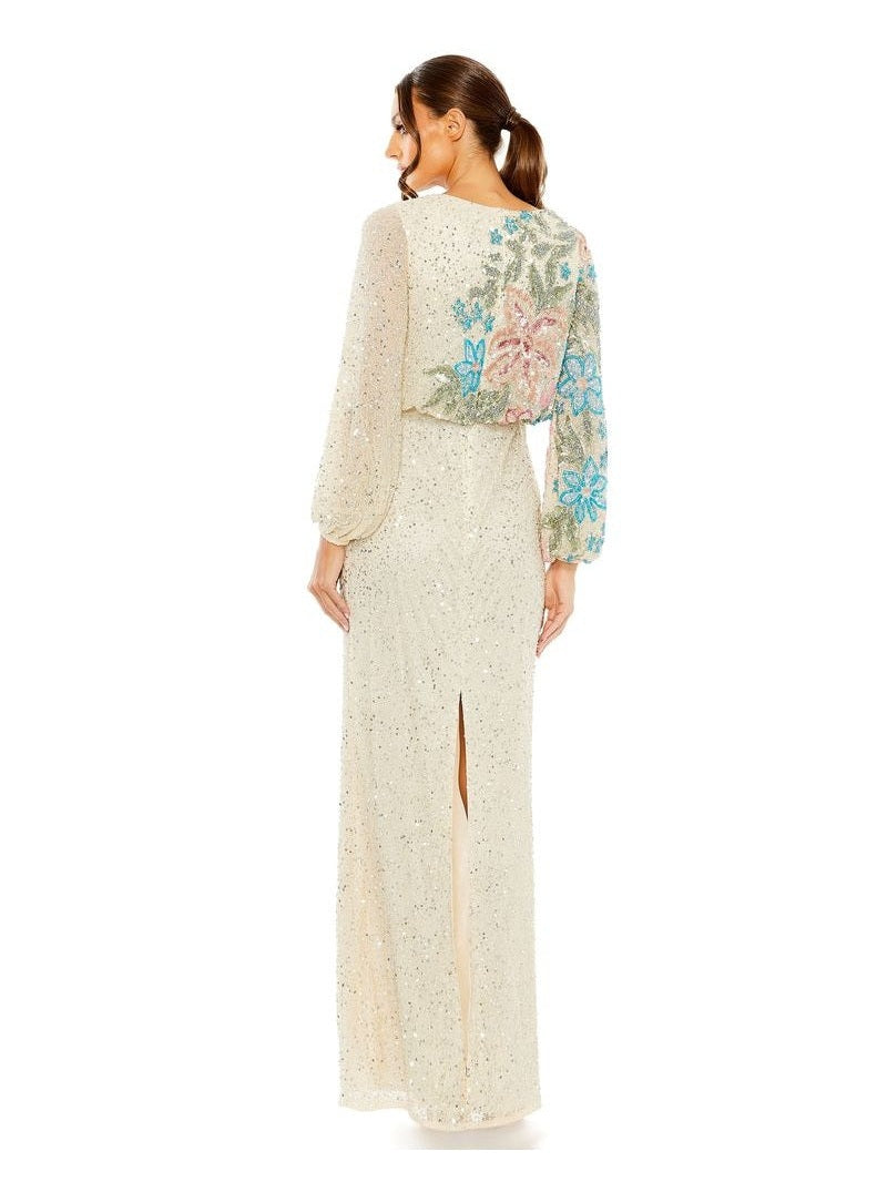 Embellished Floral High Neck Gown