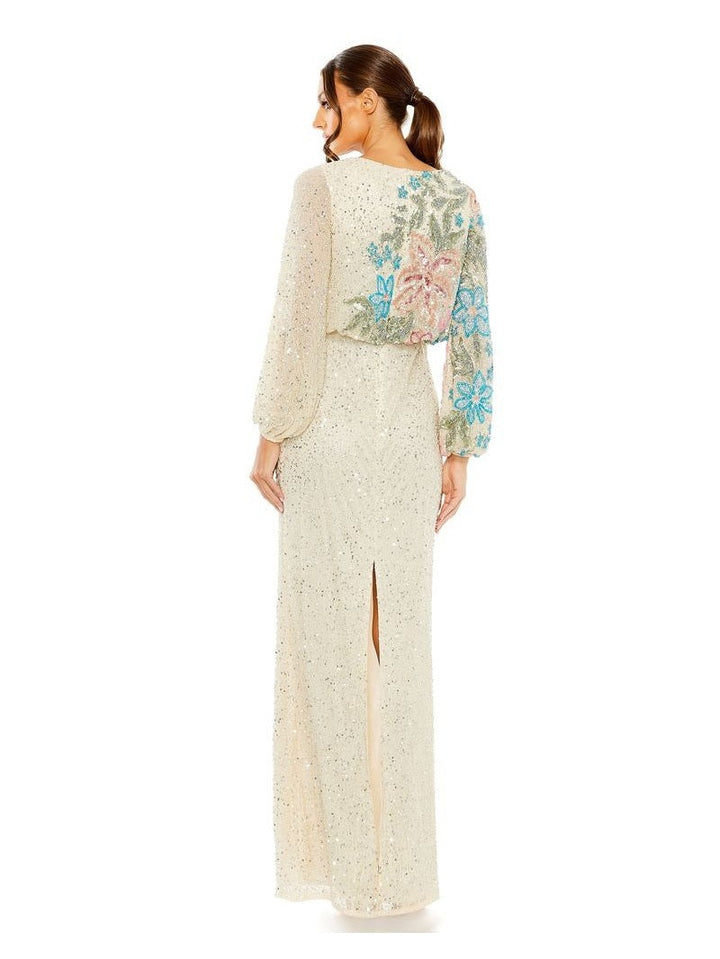 Embellished Floral High Neck Gown