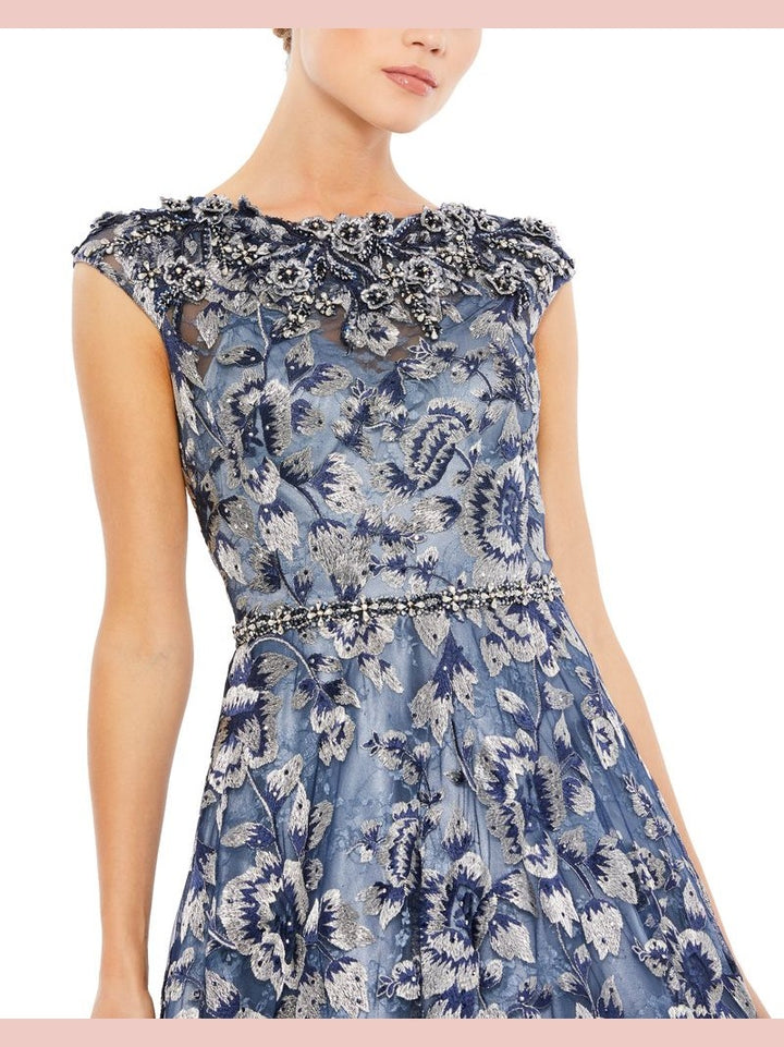 Embellished Cap Sleeve High Neck Ballgown