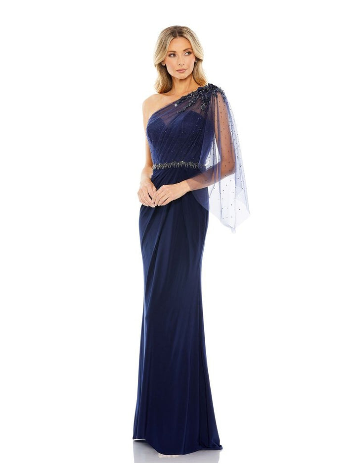 Embellished One Shoulder Draped Gown