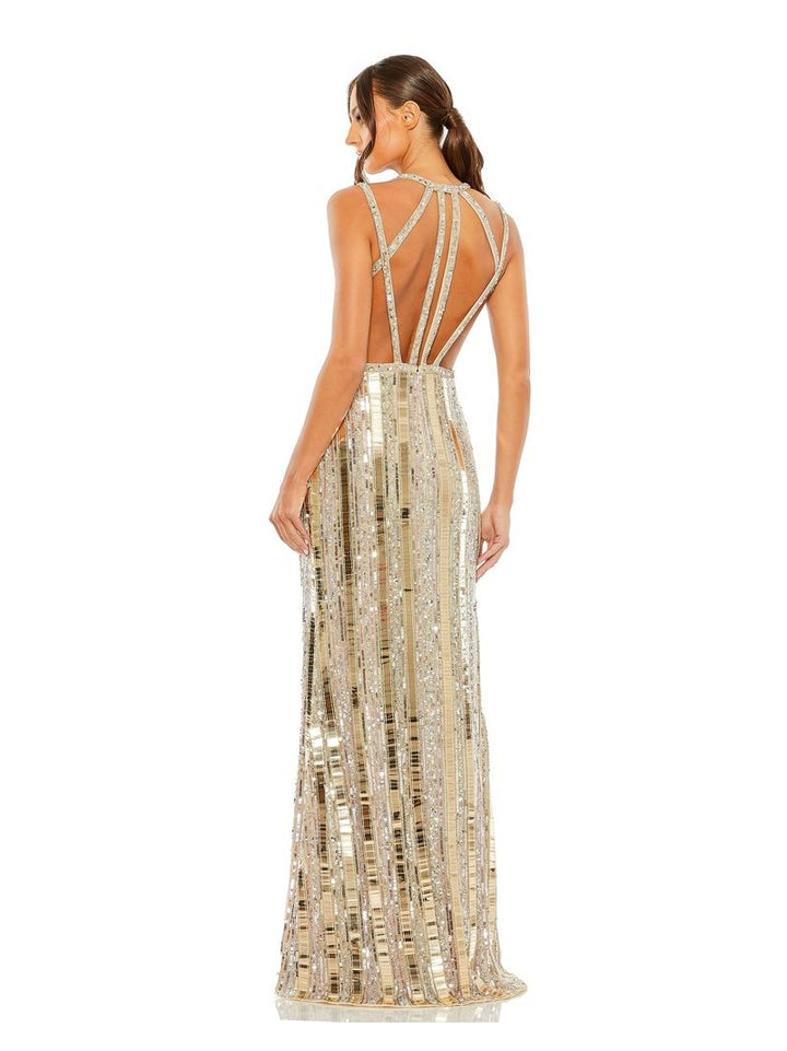 Halter Neck Embellished Detailed Back Gown