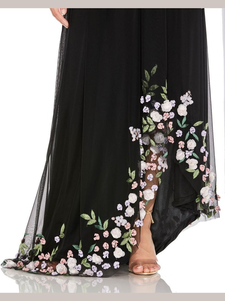 One Shoulder Trapeze Embellished High Low Gown