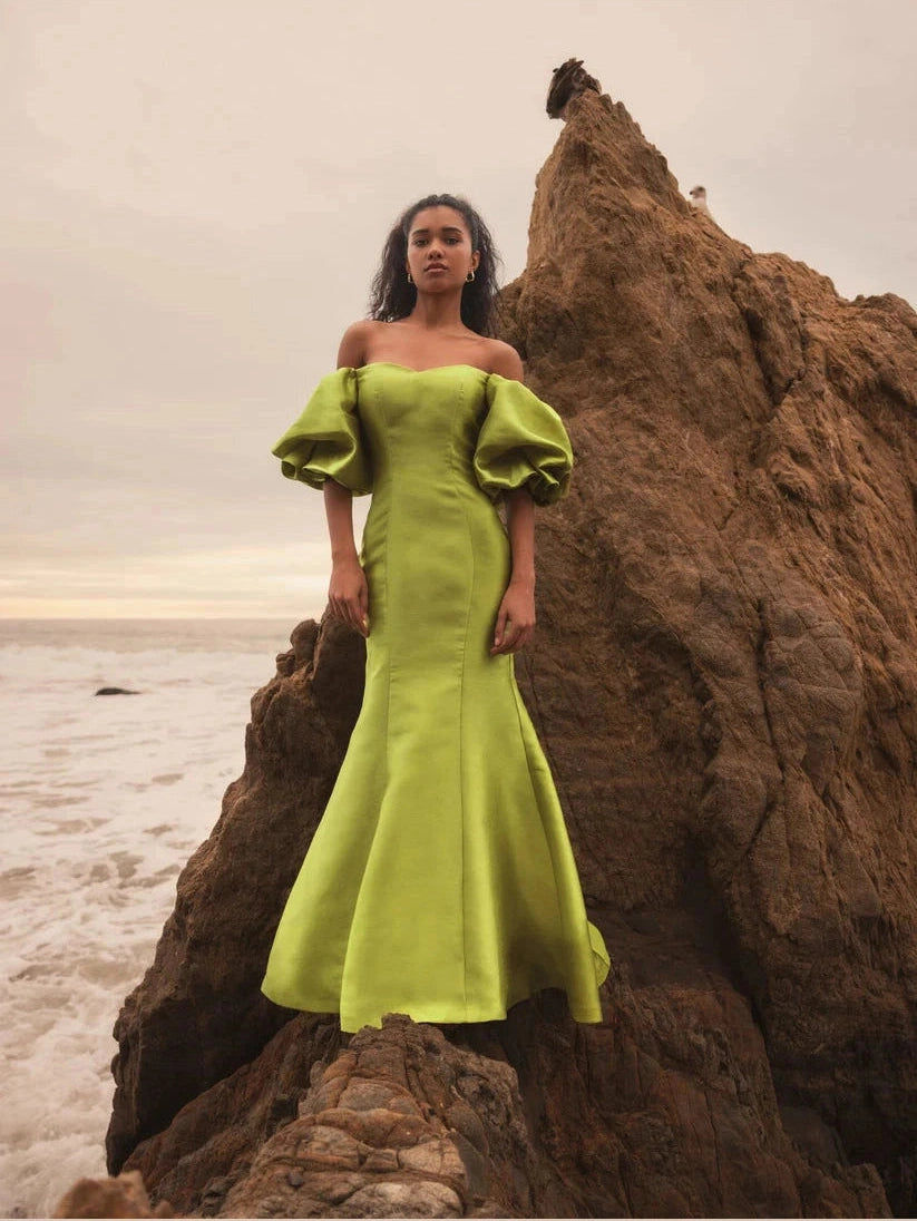 Sweetheart Off The Shoulder Puff Sleeve Gown