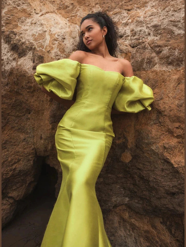 Sweetheart Off The Shoulder Puff Sleeve Gown