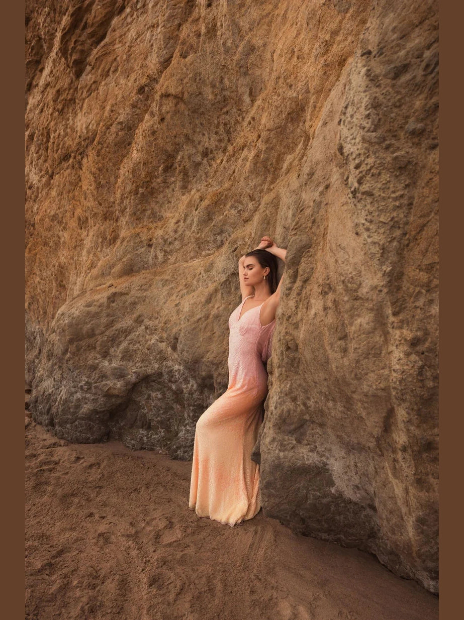 Ombre Sequined Cami Trumpet Gown