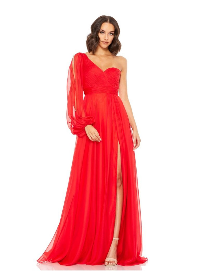 Flowy One Sleeve Chiffon Gown