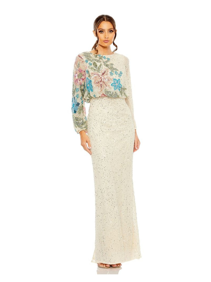 Embellished Floral High Neck Gown