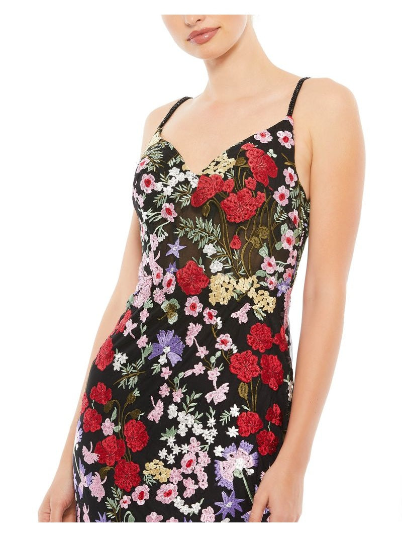 Floral Embroidered Sweetheart Neckline Gown
