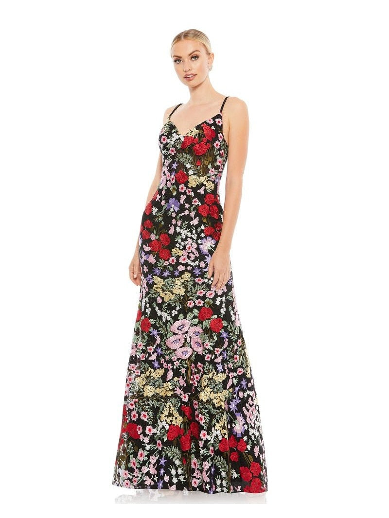 Floral Embroidered Sweetheart Neckline Gown