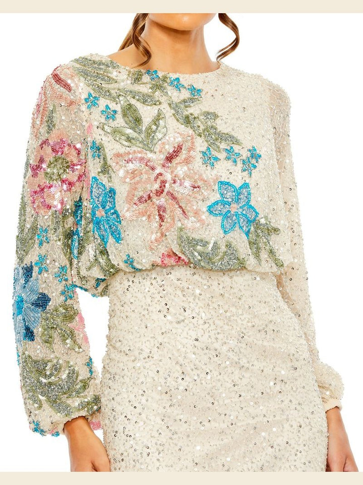 Embellished Floral High Neck Gown