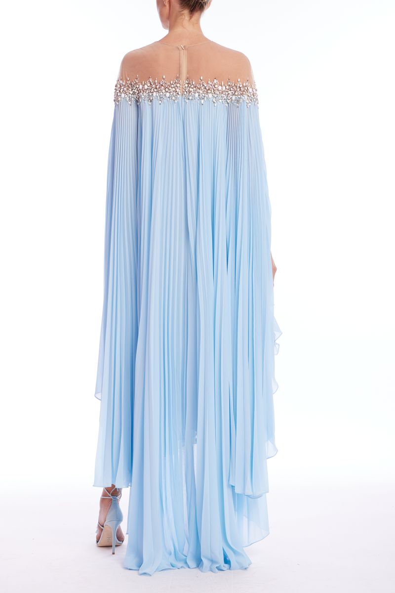 Pleated Chiffon High Low Dress