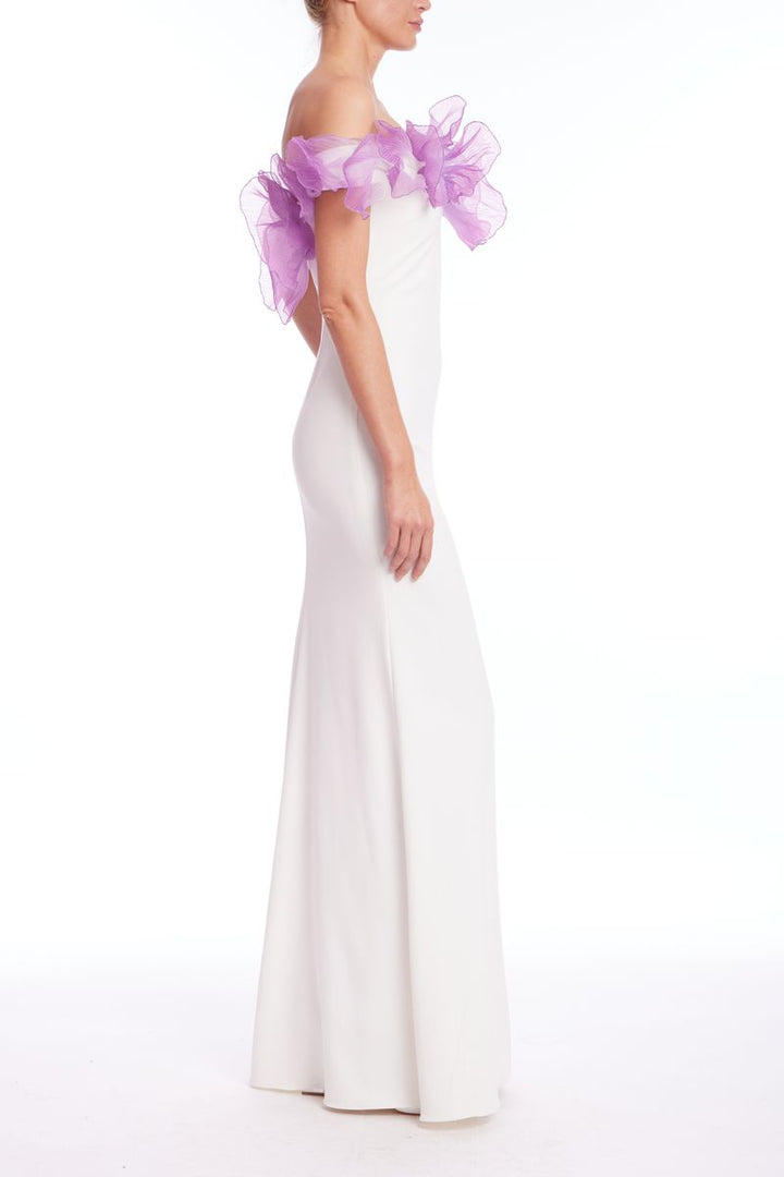 Off the Shoulder 3D Floral Gown