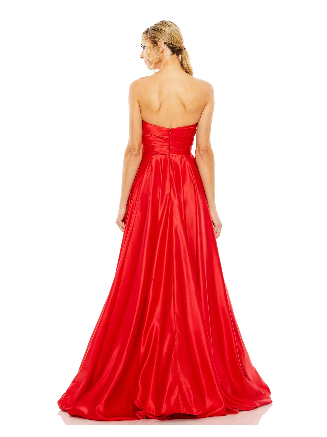 Strapless Ruched High Low Gown