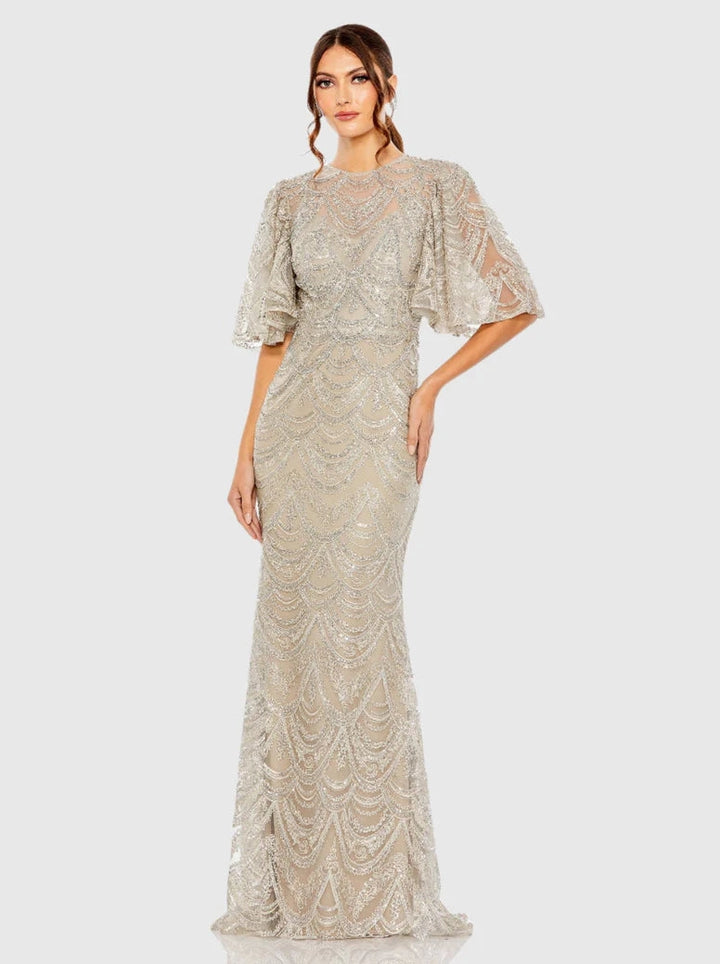 Sleeve High Neck Gown