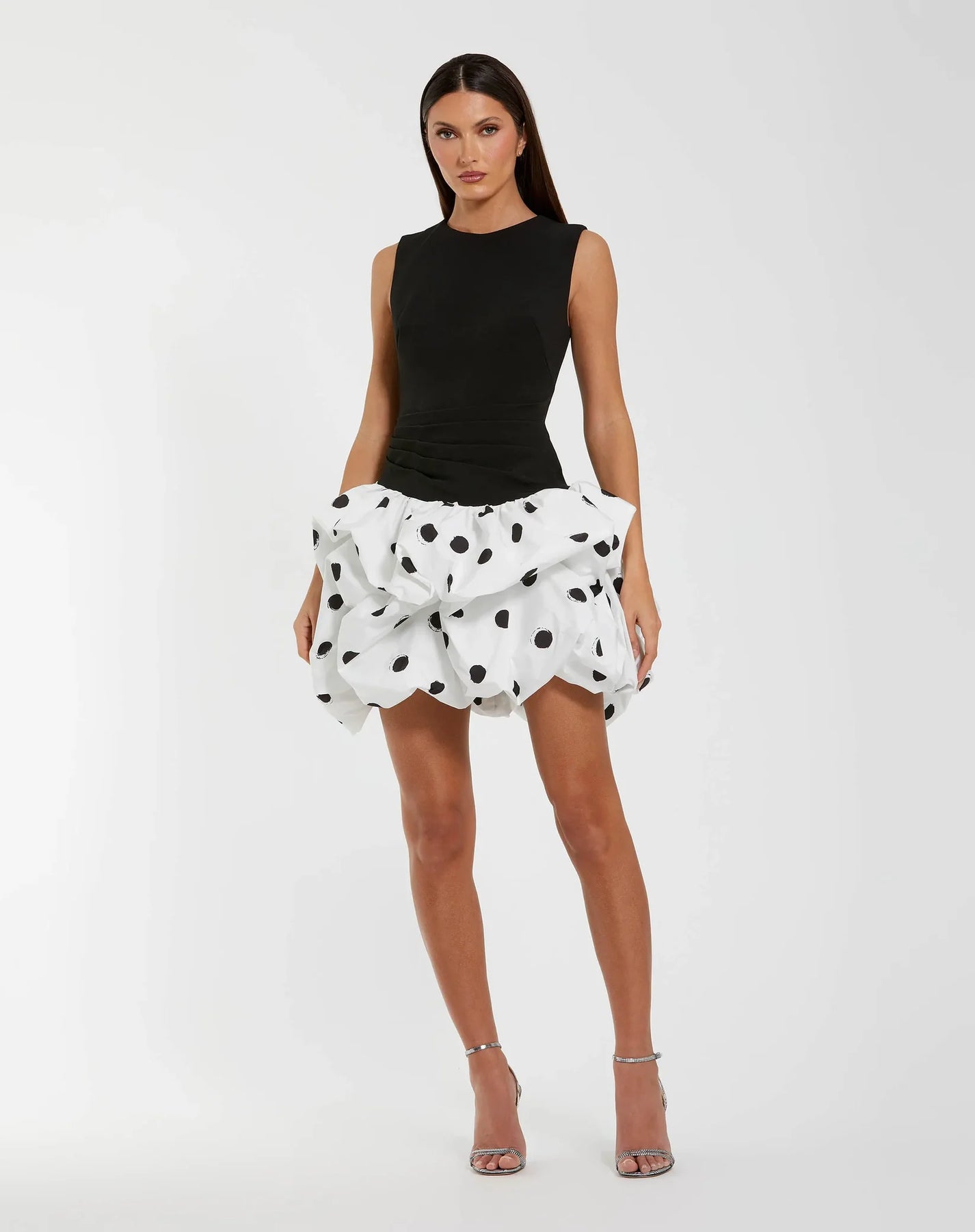 Black and White Polka Dot Bubble Skirt Mini Dress – The Designer