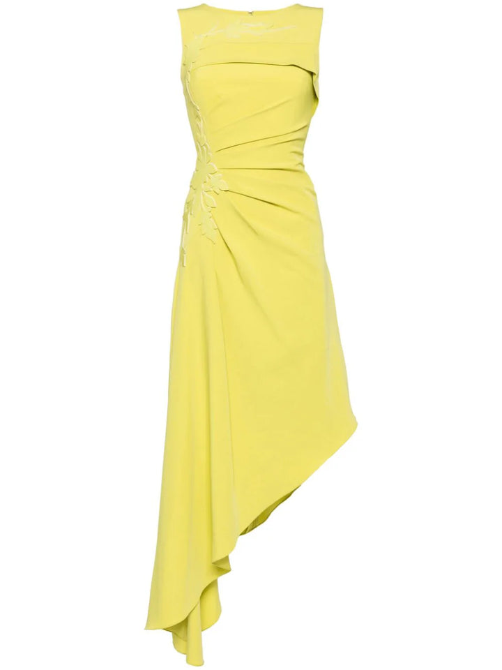 Crepe High Low Dress With Laser Cut Flowers