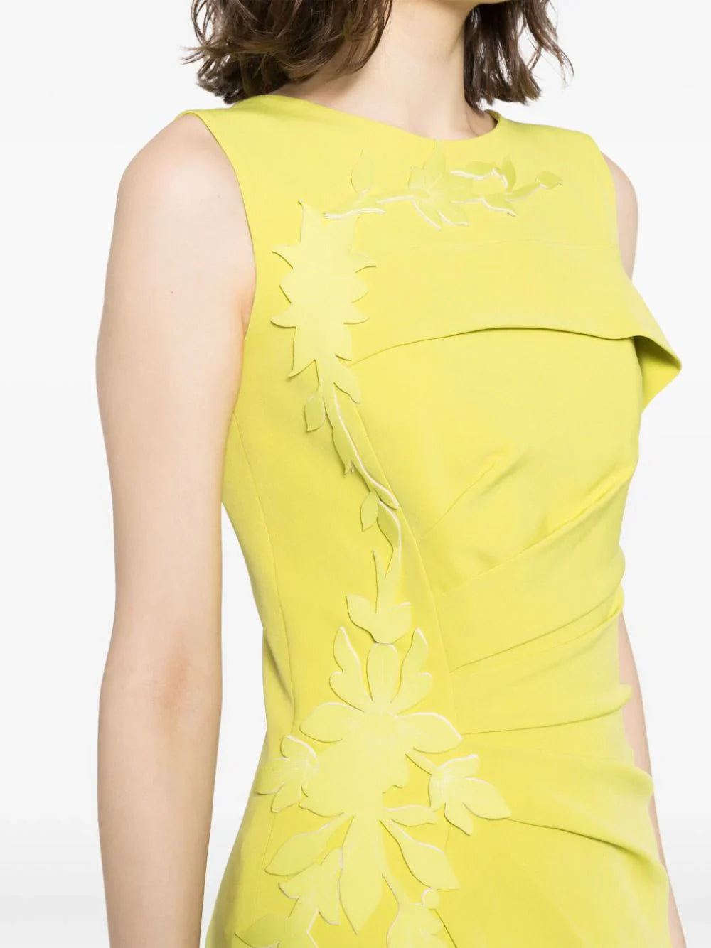 Crepe High Low Dress With Laser Cut Flowers