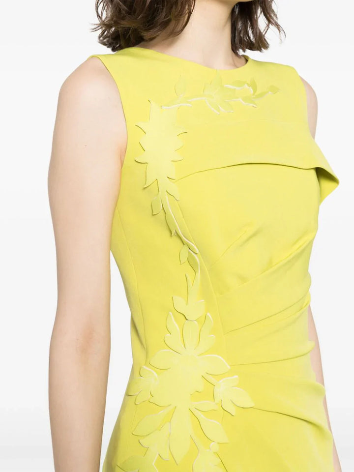 Crepe High Low Dress With Laser Cut Flowers