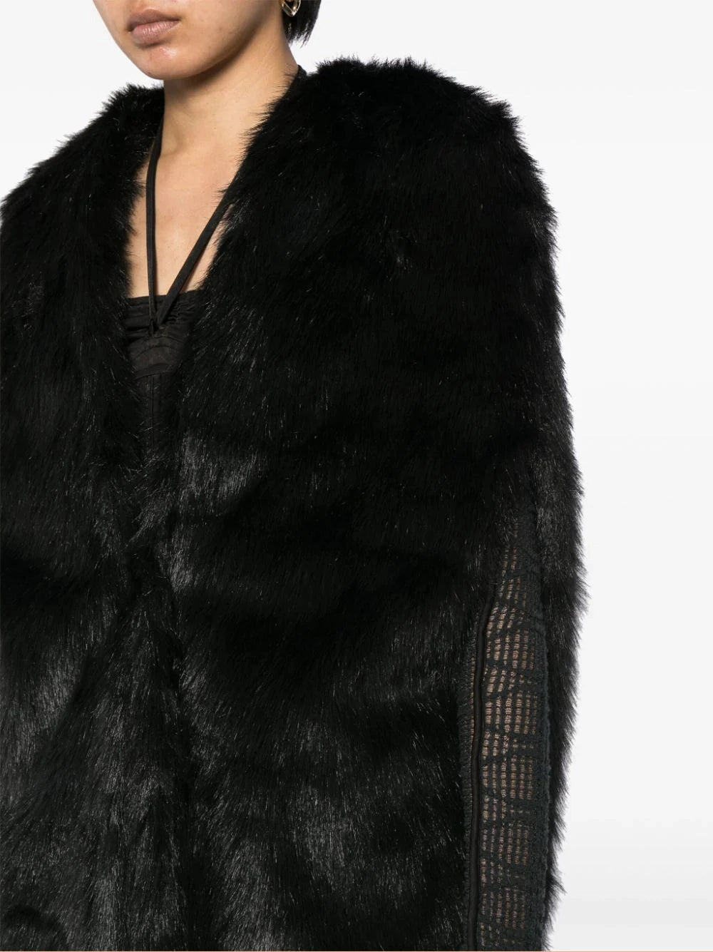 BLACK LONG FUR COAT
