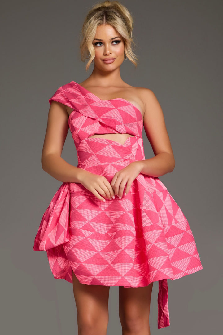 One Shoulder Mini Dress with Geometric Cut Out Design