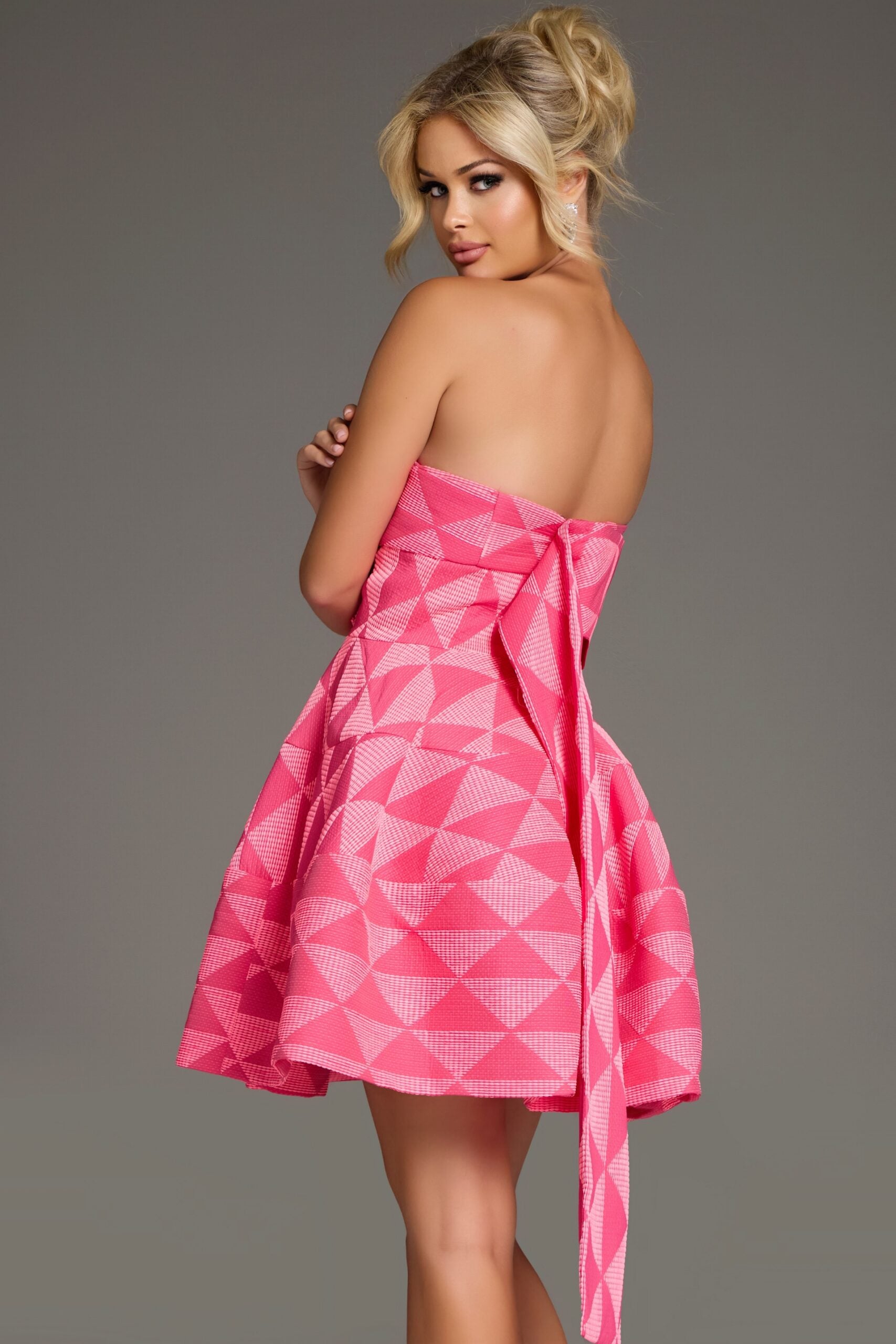 One Shoulder Mini Dress with Geometric Cut Out Design