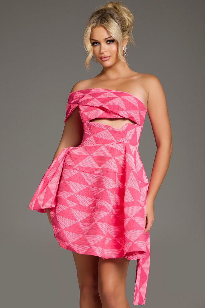 One Shoulder Mini Dress with Geometric Cut Out Design