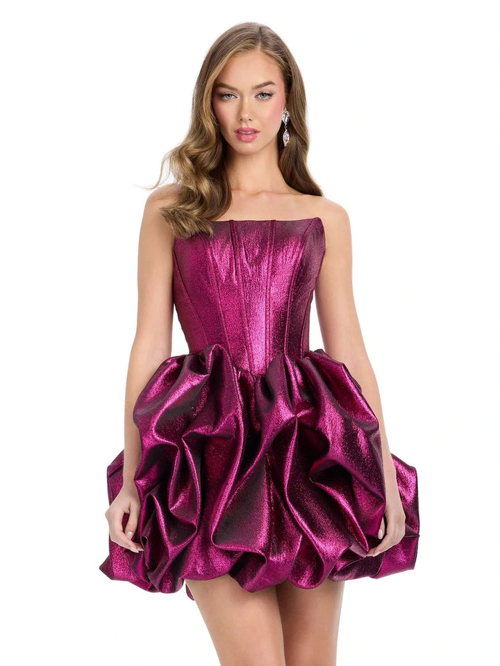 Metallic Cocktail Dress with Pick Up Skirt