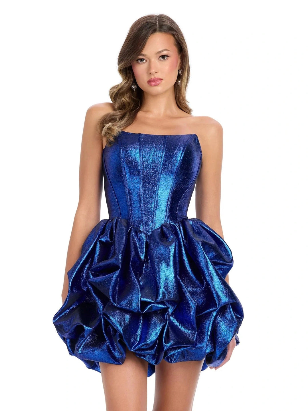 Metallic Cocktail Dress with Pick Up Skirt