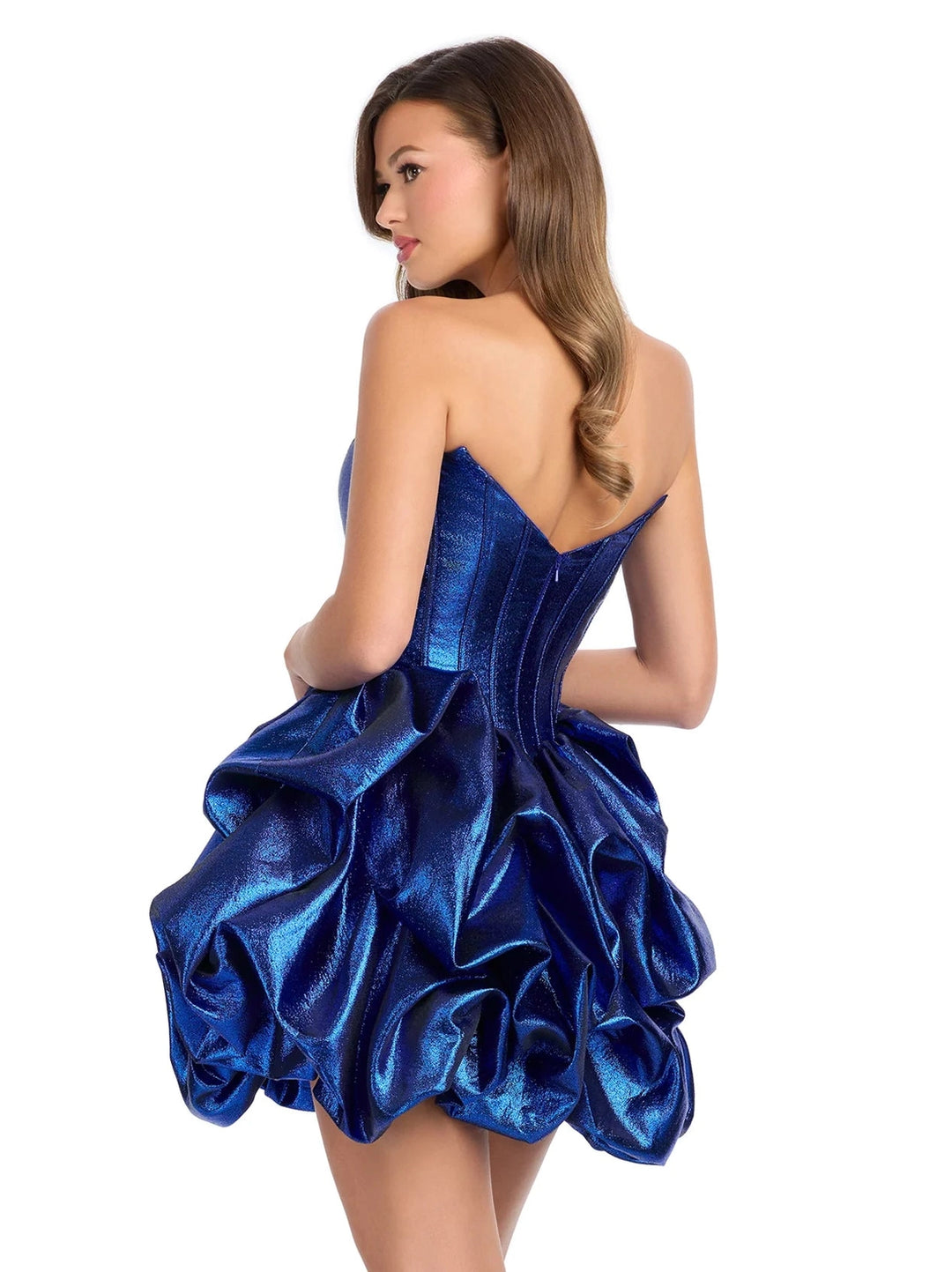 Metallic Cocktail Dress with Pick Up Skirt