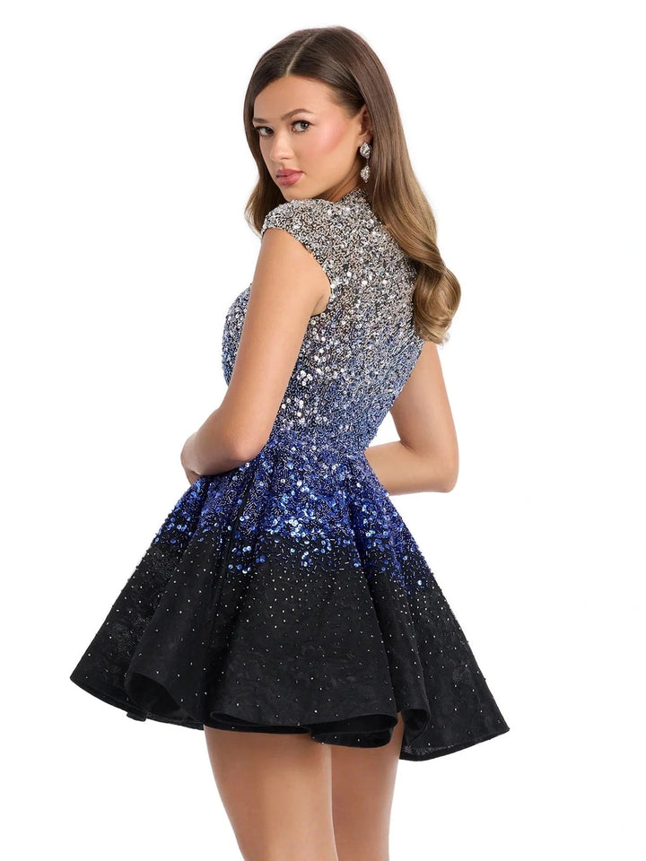 A-Line Cocktail Dress with Ombre Beading